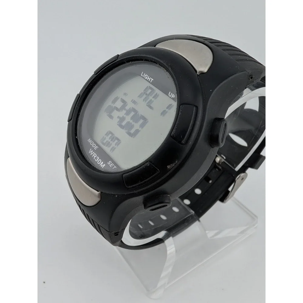 Medline‎ Watch Unisex Black Silver Digital Heart Rate Monitor WR30M- New Battery